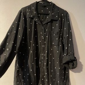 Torrid Size 3X Dark Wash Denim & Dots Button Up